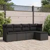 Image de vidaXL Salon de jardin 5 pcs avec coussins noir résine tressée