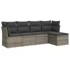 Image de vidaXL Salon de Jardin avec Coussins 5 pcs, Canapés avec Pieds Réglables, Ensemble de Meubles d'Extérieur Patio Terrasse, Moderne, Gris Résine Tressée