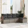 Image de vidaXL Salon de jardin 5 pcs avec coussins gris résine tressée