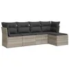 Image de vidaXL Salon de Jardin 5 pcs avec Coussins Gris Clair résine tressée