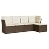 Image de vidaXL Salon de Jardin avec Coussins 5 pcs, Canapés avec Pieds Réglables, Ensemble de Meubles d'Extérieur Patio Terrasse, Moderne, Marron Résine Tressée