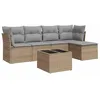 Image de vidaXL Salon de Jardin avec Coussins 6 pcs, Canapés avec Pieds Réglables, Ensemble de Meubles d'Extérieur Patio Terrasse, Moderne, Beige Résine Tressée