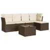 Image de vidaXL Salon de Jardin avec Coussins 6 pcs, Canapés avec Pieds Réglables, Ensemble de Meubles d'Extérieur Patio Terrasse, Moderne, Marron Résine Tressée