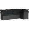 Image de vidaXL Salon de Jardin avec Coussins 5 pcs, Canapés avec Pieds Réglables, Ensemble de Meubles d'Extérieur Patio Terrasse, Moderne, Noir Résine Tressée