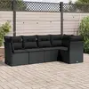 Image de vidaXL Salon de jardin 5 pcs avec coussins noir résine tressée