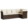 Image de vidaXL Salon de Jardin avec Coussins 5 pcs, Canapés avec Pieds Réglables, Ensemble de Meubles d'Extérieur Patio Terrasse, Moderne, Marron Résine Tressée