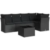 Image de vidaXL Salon de Jardin avec Coussins 6 pcs, Canapés avec Pieds Réglables, Ensemble de Meubles d'Extérieur Patio Terrasse, Moderne, Noir Résine Tressée