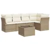 Image de vidaXL Salon de Jardin avec Coussins 6 pcs Beige résine tressée