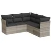Image de vidaXL Salon de Jardin avec Coussins 5 pcs, Canapés avec Pieds Réglables, Ensemble de Meubles d'Extérieur Patio Terrasse, Moderne, Gris Clair Résine Tressée