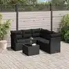 Image de vidaXL Salon de jardin 6 pcs avec coussins noir résine tressée