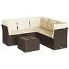 Image de vidaXL Salon de Jardin avec Coussins 6 pcs, Canapés avec Pieds Réglables, Ensemble de Meubles d'Extérieur Patio Terrasse, Moderne, Marron Résine Tressée