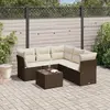 Image de vidaXL Salon de jardin avec coussins 6 pcs marron résine tressée