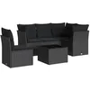 Image de vidaXL Salon de Jardin avec Coussins 6 pcs, Canapés avec Pieds Réglables, Ensemble de Meubles d'Extérieur Patio Terrasse, Moderne, Noir Résine Tressée