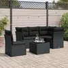 Image de vidaXL Salon de jardin 6 pcs avec coussins noir résine tressée