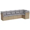 Image de vidaXL Salon de Jardin avec Coussins 6 pcs, Canapés avec Pieds Réglables, Ensemble de Meubles d'Extérieur Patio Terrasse, Moderne, Beige Résine Tressée