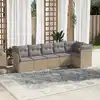 Image de vidaXL Salon de jardin avec coussins 6 pcs beige résine tressée