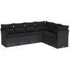 Image de vidaXL Salon de Jardin avec Coussins 6 pcs, Canapés avec Pieds Réglables, Ensemble de Meubles d'Extérieur Patio Terrasse, Moderne, Noir Résine Tressée