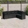 Image de vidaXL Salon de jardin 6 pcs avec coussins noir résine tressée