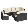 Image de vidaXL Salon de Jardin avec Coussins 9 pcs, Canapés avec Pieds Réglables, Ensemble de Meubles d'Extérieur Patio Terrasse, Moderne, Noir Résine Tressée