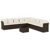 Image de vidaXL Salon de Jardin avec Coussins 10 pcs, Canapés de Terrasse, Ensemble de Meubles de Patio, Mobilier d'Extérieur, Marron Résine Tressée
