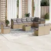 Image de vidaXL Salon de jardin 11 pcs avec coussins beige résine tressée