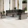 Image de vidaXL Salon de jardin 11 pcs avec coussins gris résine tressée