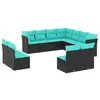 Image de vidaXL Salon de Jardin 11 pcs avec Coussins Noir résine tressée
