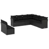 Image de vidaXL Salon de Jardin avec Coussins 9 pcs, Canapés avec Pieds Réglables, Ensemble de Meubles d'Extérieur Patio Terrasse, Moderne, Noir Résine Tressée