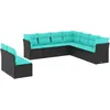 Image de vidaXL Salon de Jardin 9 pcs avec Coussins Noir résine tressée