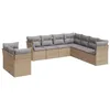 Image de vidaXL Salon de Jardin avec Coussins 9 pcs, Canapés avec Pieds Réglables, Ensemble de Meubles d'Extérieur Patio Terrasse, Moderne, Beige Résine Tressée