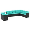 Image de vidaXL Salon de Jardin 10 pcs avec Coussins Noir résine tressée