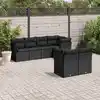 Image de vidaXL Salon de jardin 7 pcs avec coussins noir résine tressée