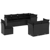 Image de vidaXL Salon de Jardin avec Coussins 8 pcs, Canapés avec Pieds Réglables, Ensemble de Meubles d'Extérieur Patio Terrasse, Moderne, Noir Résine Tressée