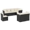 Image de vidaXL Salon de Jardin avec Coussins 8 pcs, Canapés avec Pieds Réglables, Ensemble de Meubles d'Extérieur Patio Terrasse, Moderne, Noir Résine Tressée