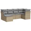 Image de vidaXL Salon de Jardin avec Coussins 6 pcs, Canapés avec Pieds Réglables, Ensemble de Meubles d'Extérieur Patio Terrasse, Moderne, Beige Résine Tressée