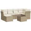 Image de vidaXL Salon de Jardin avec Coussins 7 pcs Beige résine tressée