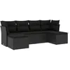 Image de vidaXL Salon de Jardin avec Coussins 6 pcs, Canapés avec Pieds Réglables, Ensemble de Meubles d'Extérieur Patio Terrasse, Moderne, Noir Résine Tressée
