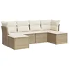 Image de vidaXL Salon de Jardin avec Coussins 6 pcs, Canapés avec Pieds Réglables, Ensemble de Meubles d'Extérieur Patio Terrasse, Moderne, Beige Résine Tressée