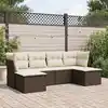 Image de vidaXL Salon de jardin avec coussins 6 pcs marron résine tressée