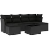 Image de vidaXL Salon de Jardin avec Coussins 7 pcs, Canapés avec Pieds Réglables, Ensemble de Meubles d'Extérieur Patio Terrasse, Moderne, Noir Résine Tressée