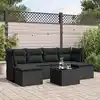 Image de vidaXL Salon de jardin 7 pcs avec coussins noir résine tressée