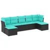Image de vidaXL Salon de Jardin 7 pcs avec Coussins Noir résine tressée
