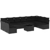 Image de vidaXL Salon de Jardin avec Coussins 11 pcs, Canapés avec Pieds Réglables, Ensemble de Meubles d'Extérieur Patio Terrasse, Moderne, Noir Résine Tressée