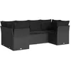 Image de vidaXL Salon de Jardin avec Coussins 6 pcs, Canapés avec Pieds Réglables, Ensemble de Meubles d'Extérieur Patio Terrasse, Moderne, Noir Résine Tressée