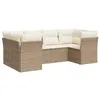 Image de vidaXL Salon de Jardin avec Coussins 6 pcs, Canapés avec Pieds Réglables, Ensemble de Meubles d'Extérieur Patio Terrasse, Moderne, Beige Résine Tressée
