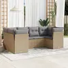 Image de vidaXL Salon de jardin avec coussins 6 pcs beige résine tressée
