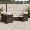 Image de vidaXL Salon de jardin avec coussins 6 pcs marron résine tressée