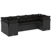 Image de vidaXL Salon de Jardin avec Coussins 7 pcs, Canapés avec Pieds Réglables, Ensemble de Meubles d'Extérieur Patio Terrasse, Moderne, Noir Résine Tressée