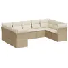 Image de vidaXL Salon de Jardin avec Coussins 9 pcs, Canapés avec Pieds Réglables, Ensemble de Meubles d'Extérieur Patio Terrasse, Moderne, Beige Résine Tressée