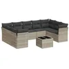 Image de vidaXL Salon de Jardin avec Coussins 10 pcs, Canapés avec Pieds Réglables, Ensemble de Meubles d'Extérieur Patio Terrasse, Moderne, Gris Clair Résine Tressée